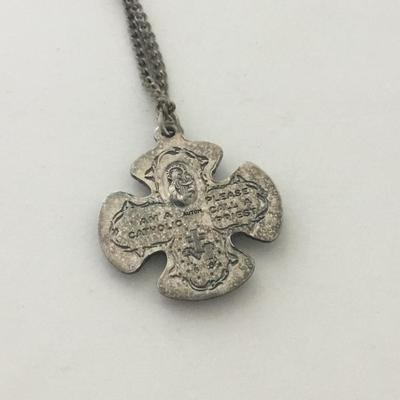 Silver tone catholic necklace