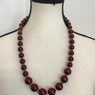Mauve colored beaded ribbon tie necklace