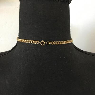 Vintage, gold tone, white enamel collar necklace