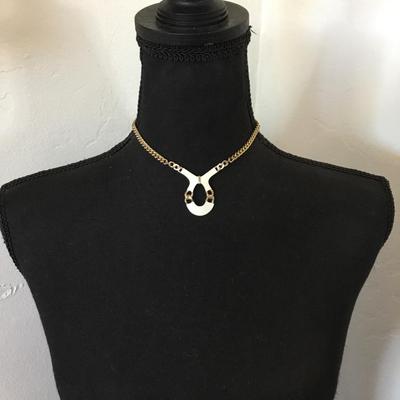 Vintage, gold tone, white enamel collar necklace