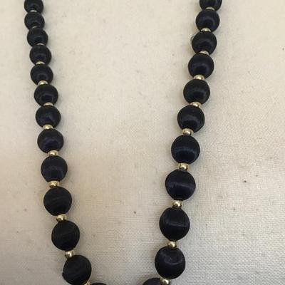 Vintage gold and black silk beaded necklace
