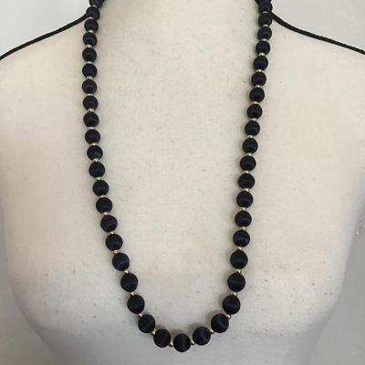 Vintage gold and black silk beaded necklace