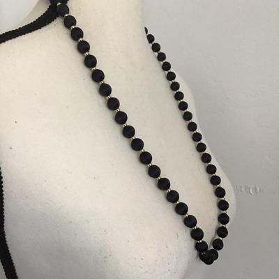 Vintage gold and black silk beaded necklace