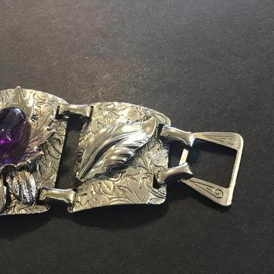 Gorgeous Hand Crafted Amethyst Silver Plated Bracelet