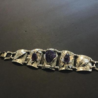 Gorgeous Hand Crafted Amethyst Silver Plated Bracelet