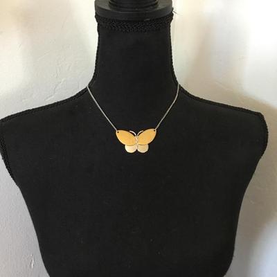 Vintage Avon, silver and gold, toned butterfly necklace