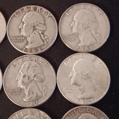 16 SILVER QUARTERS WITH MIXED DATES