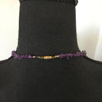 Beautiful genuine amethyst chip stone necklace