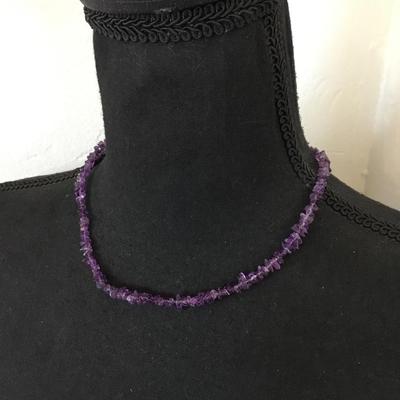 Beautiful genuine amethyst chip stone necklace