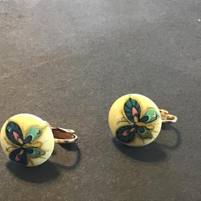 Vintage Earrings Butterfly clip ons