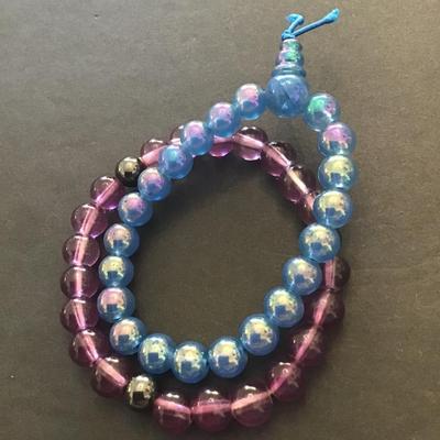 Pretty blue and purple stretch bracelet set