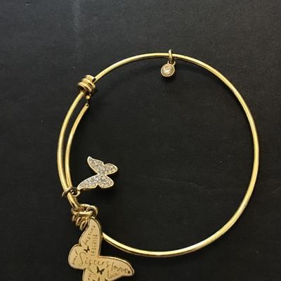 Gold tone butterfly charm bracelet
