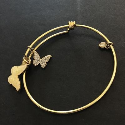 Gold tone butterfly charm bracelet
