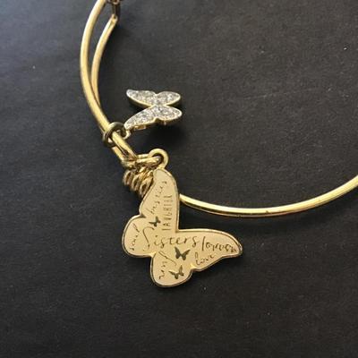 Gold tone butterfly charm bracelet