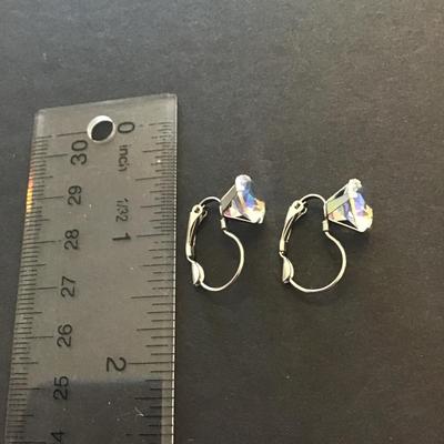 Pretty vintage iridescent crystal clip on earrings