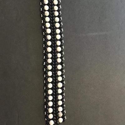 White stone bead toggle bracelet