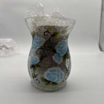 Set of 2 Crackle Glass Vases