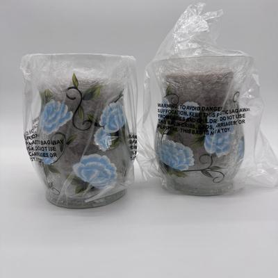 Set of 2 Crackle Glass Vases