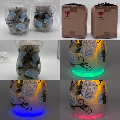 Set of 2 Crackle Glass Vases