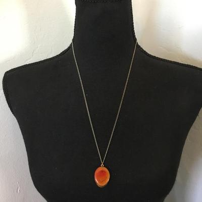 Mid century, resin, wood pendant necklace