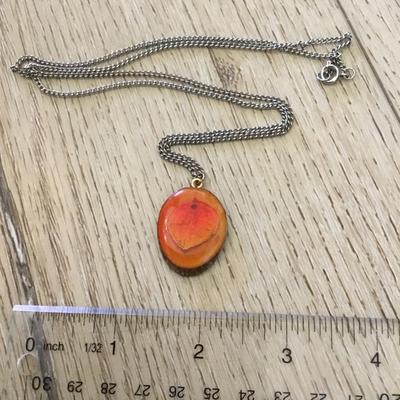 Mid century, resin, wood pendant necklace