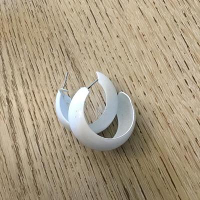 Vintage white hoop earrings