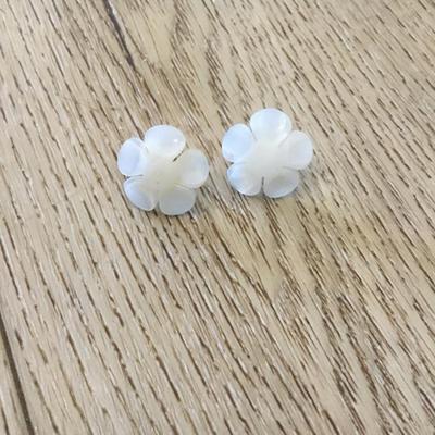Super cute mother of pearl carved flower, stud earrings