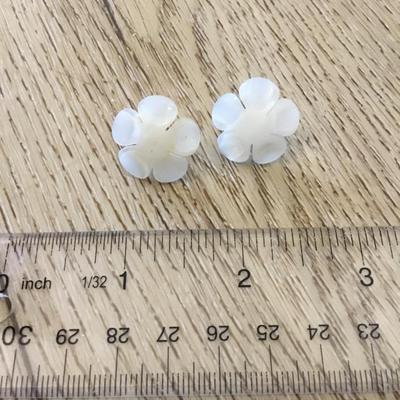 Super cute mother of pearl carved flower, stud earrings