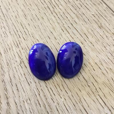 Beautiful, vintage, cobalt, blue, ceramic glazed over clip on earrings