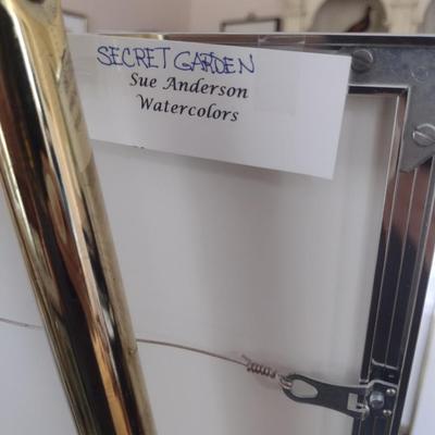 Sale Photo Thumbnail #1280: 'Secret Garden' Original Framed Watercolor by Nationally Recognized Artist Susan Anderson (#5).  Item is framed under plexiglass.