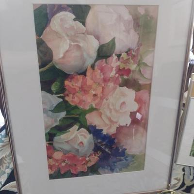 Sale Photo Thumbnail #1293: 'Summer' Original Framed Watercolor by Nationally Recognized Artist Susan Anderson (#7).  Item is framed under plexiglass.