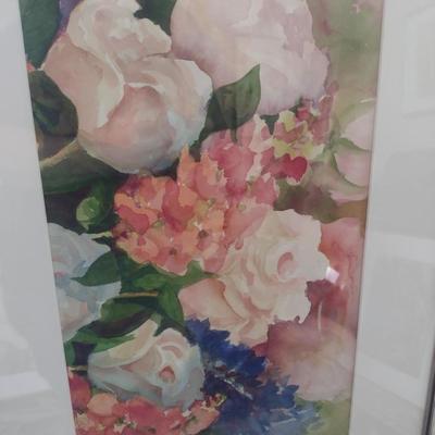 Sale Photo Thumbnail #1294: 'Summer' Original Framed Watercolor by Nationally Recognized Artist Susan Anderson (#7).  Item is framed under plexiglass.