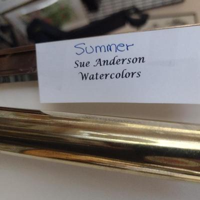 Sale Photo Thumbnail #1295: 'Summer' Original Framed Watercolor by Nationally Recognized Artist Susan Anderson (#7).  Item is framed under plexiglass.