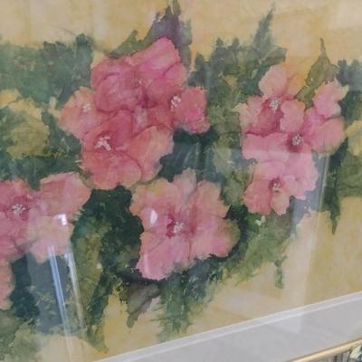 Sale Photo Thumbnail #1309: 'Dee's Flowers' Original Framed Watercolor by Nationally Recognized Artist Susan Anderson (#9).  Item is framed under plexiglass.