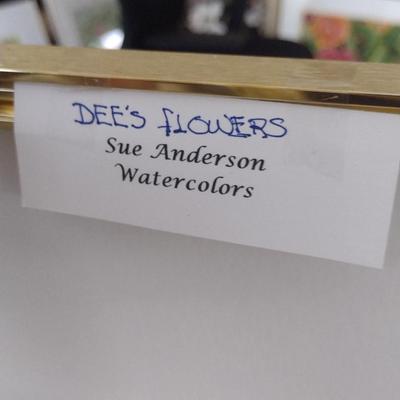 Sale Photo Thumbnail #1312: 'Dee's Flowers' Original Framed Watercolor by Nationally Recognized Artist Susan Anderson (#9).  Item is framed under plexiglass.