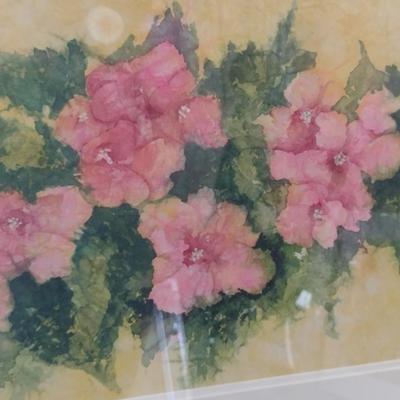 Sale Photo Thumbnail #1308: 'Dee's Flowers' Original Framed Watercolor by Nationally Recognized Artist Susan Anderson (#9).  Item is framed under plexiglass.