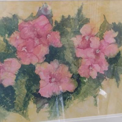 Sale Photo Thumbnail #1307: 'Dee's Flowers' Original Framed Watercolor by Nationally Recognized Artist Susan Anderson (#9).  Item is framed under plexiglass.