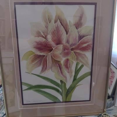 Sale Photo Thumbnail #1320: 'Lush' Original Framed Watercolor by Nationally Recognized Artist Susan Anderson (#11).  Item is framed under plexiglass.