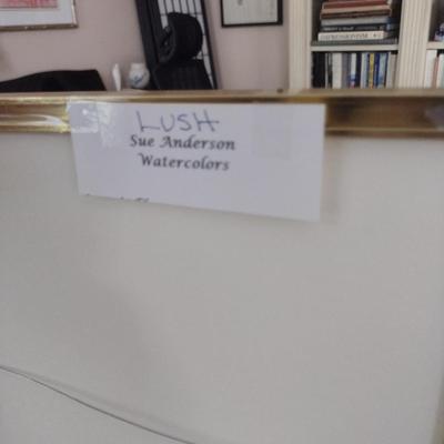 Sale Photo Thumbnail #1324: 'Lush' Original Framed Watercolor by Nationally Recognized Artist Susan Anderson (#11).  Item is framed under plexiglass.