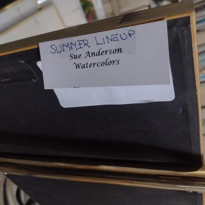 Sale Photo Thumbnail #1332: 'Summer Lineup' Original Framed Watercolor by Nationally Recognized Artist Susan Anderson (#12).  Item is framed under plexiglass.