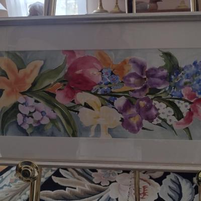 Sale Photo Thumbnail #1331: 'Summer Lineup' Original Framed Watercolor by Nationally Recognized Artist Susan Anderson (#12).  Item is framed under plexiglass.