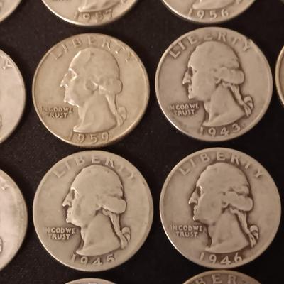 40 SILVER WASHINGTON QUARTERS MIXED DATES