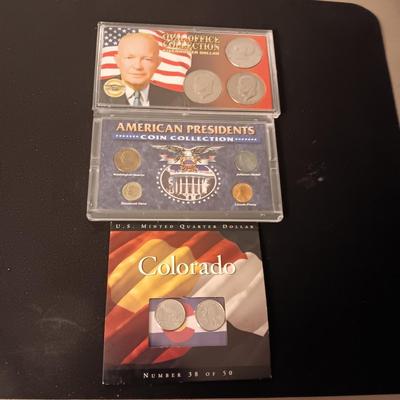EISENHOWER DOLLARS, COLORADO QUARTERS AND PRESIDENTS COIN COLLECTION