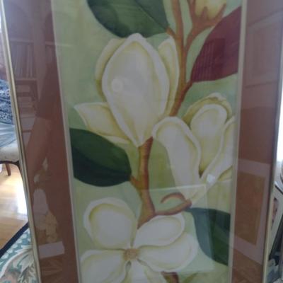 Sale Photo Thumbnail #1343: 'Magnolia Panel II' Original Framed Watercolor by Nationally Recognized Artist Susan Anderson (#14).  Item is framed under plexiglass.