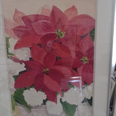 Sale Photo Thumbnail #1358: 'Christmas' Original Framed Watercolor by Nationally Recognized Artist Susan Anderson (#17).  Item is framed under plexiglass.