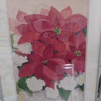 Sale Photo Thumbnail #1357: 'Christmas' Original Framed Watercolor by Nationally Recognized Artist Susan Anderson (#17).  Item is framed under plexiglass.