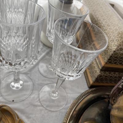 Sale Photo Thumbnail #12: 8 wine glasses and a few other singles of crystal wine glasses are made in France and the other one is made in Poland