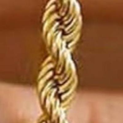 Real Gold 10k Rope Chain Necklace 4.2mm 20" Inch Yellow Gold Diamond Cut