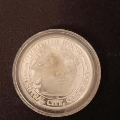 .999 SILVER AMERICAN WILDLIFE COIN AND 1885 MORGAN SILVER DOLLAR ENCASED IN A PLASTIC DIAMOND SHAPE