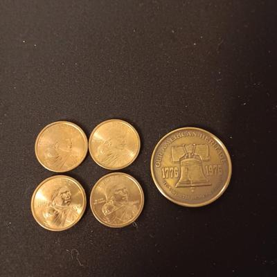 4 SACAGAWEA DOLLARS AND A MEDALLION